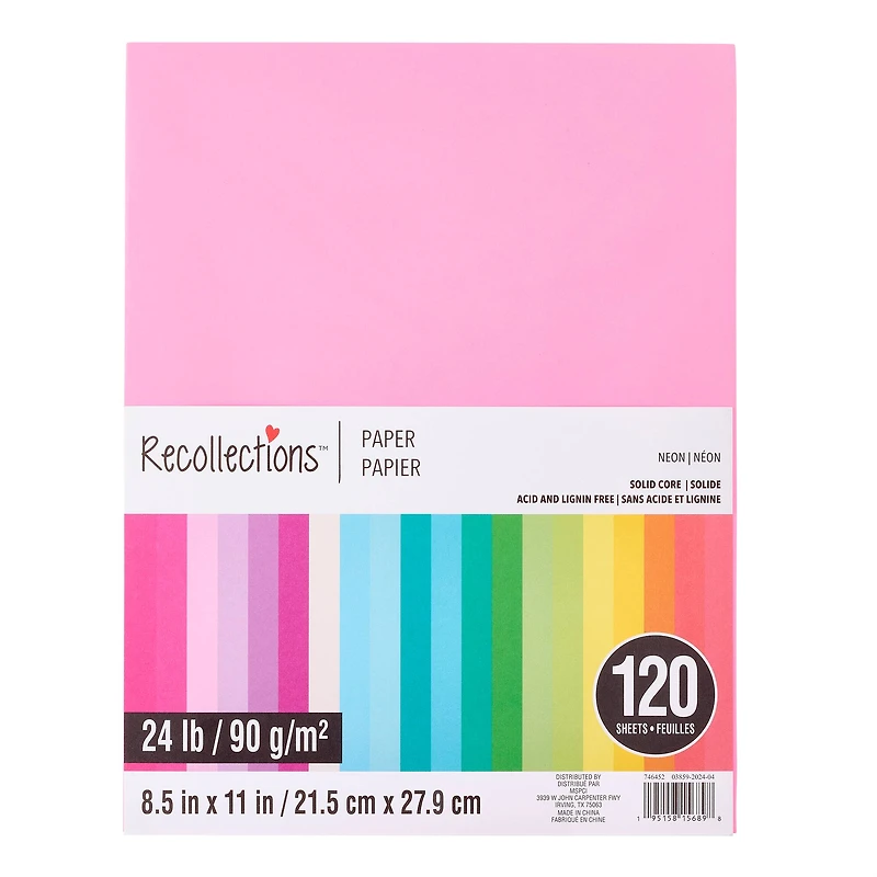 8.5" x 11" Neon Paper Pack by Recollections™, 120 Sheets