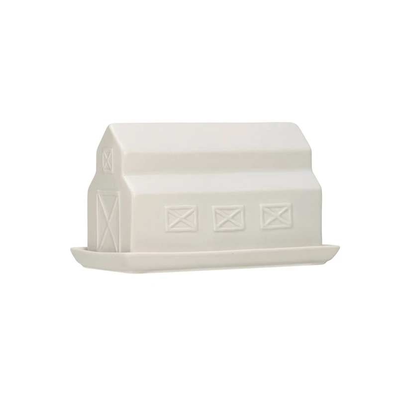 Hello Honey® 8" Matte Gray Stoneware Barn Butter Dish