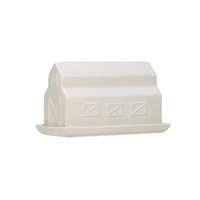 Hello Honey® 8" Matte Gray Stoneware Barn Butter Dish