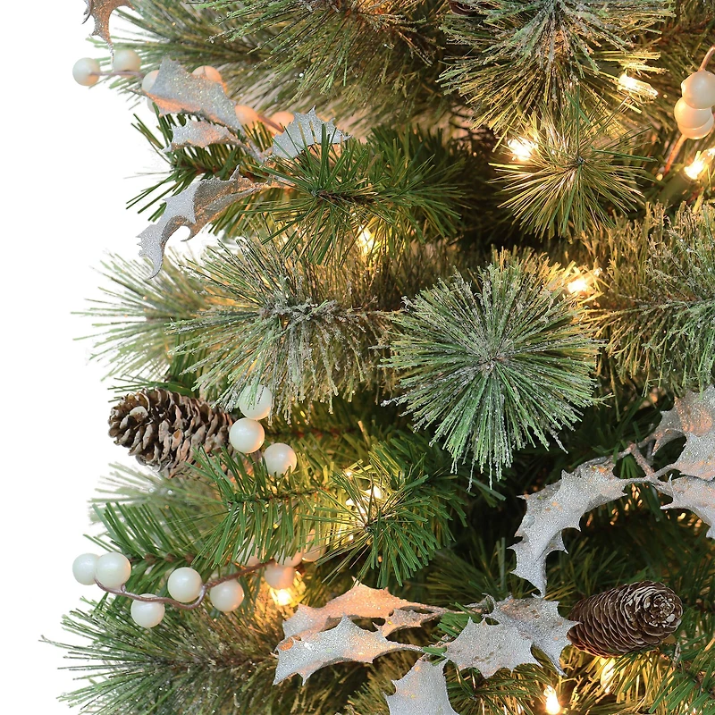 6 ft. Pre-Lit Potted Glitter Artificial Tree, Clear Lights