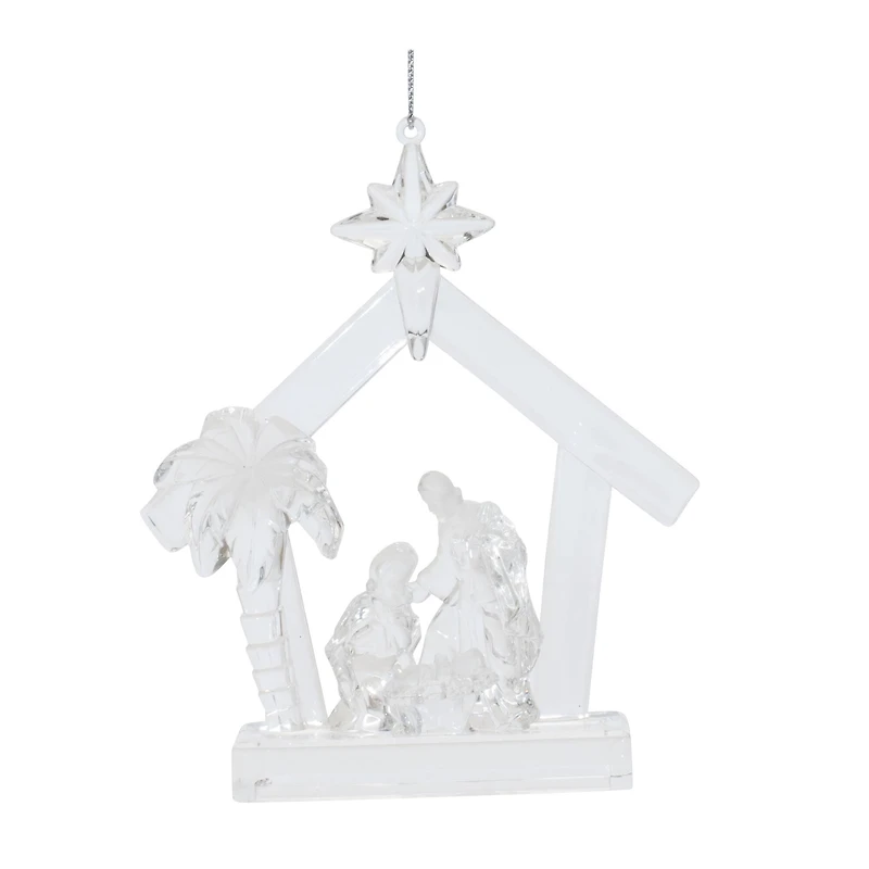 5" Clear Acrylic Nativity Ornaments, 4ct.