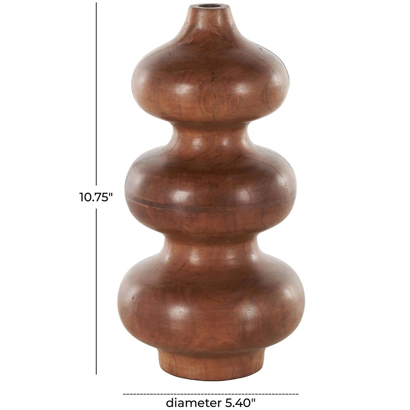 10.75" Brown Geometric Wood Bubble Vase