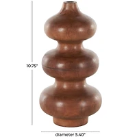 10.75" Brown Geometric Wood Bubble Vase