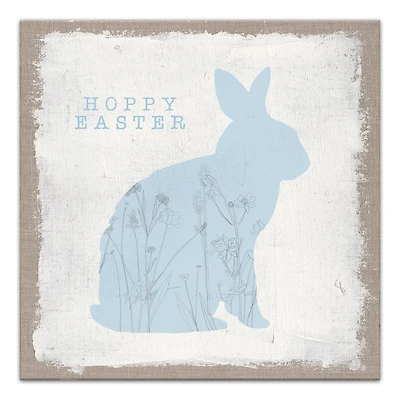 Hoppy Easter Bunny Silhouette 16" x 16" Canvas Wall Art