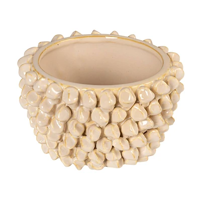 Hello Honey® Cream Stoneware 3D Spiked Formed Planter