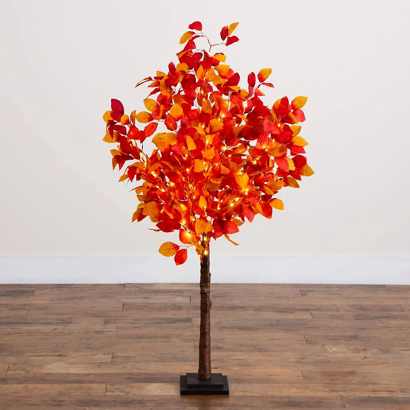 4ft. Pre-Lit Autumn Artificial Fall Tree with 160 Warm White LED Lights
