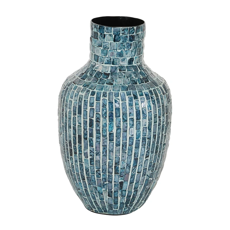 16" Blue Mother of Pearl Coastal Vase