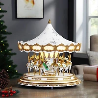 90th Anniversary Collection 17" White Animated & Musical LED Crystal Carousel Accent