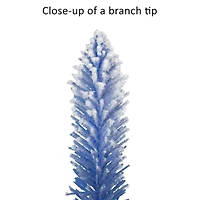 7ft. Pre-Lit Flocked Blue Artificial Alpine Pencil Christmas Tree, Clear Lights