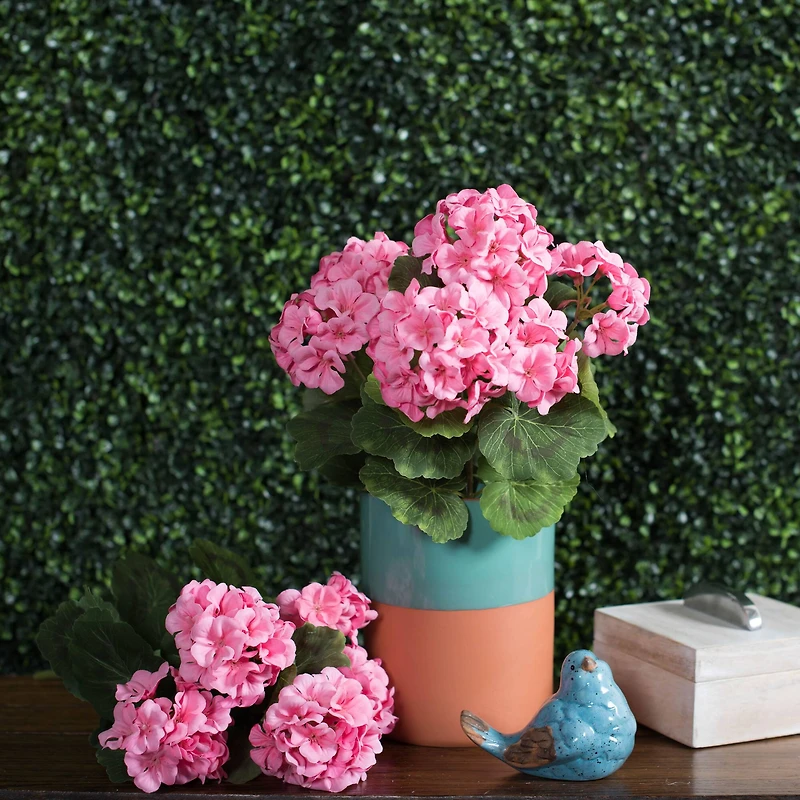 Artificial Coral Geranium Bush