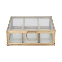 Hello Honey® Small Brass Metal & Glass 3 Compartment Box