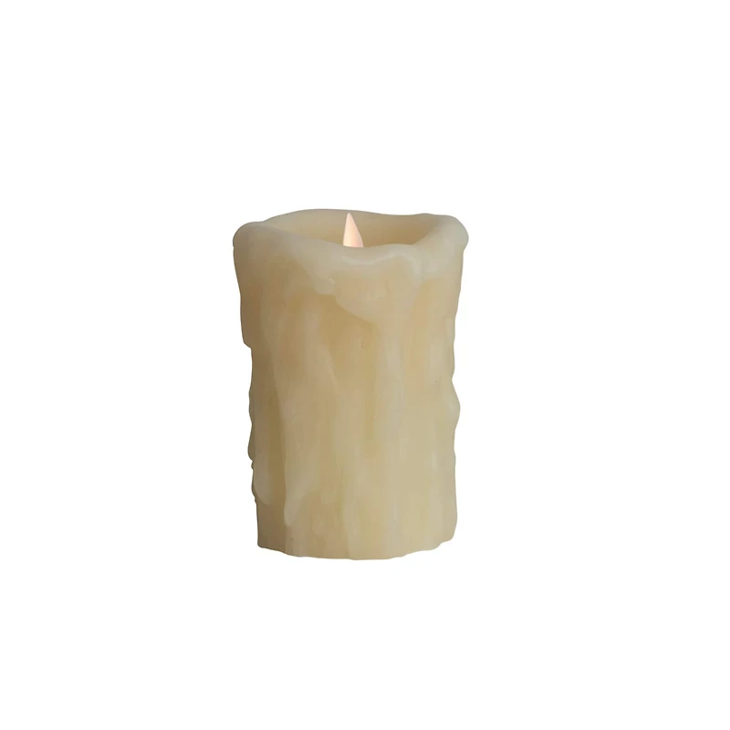 Hello Honey® 5" Ivory Pillar LED Candle with Embossed Faux Melted Wax