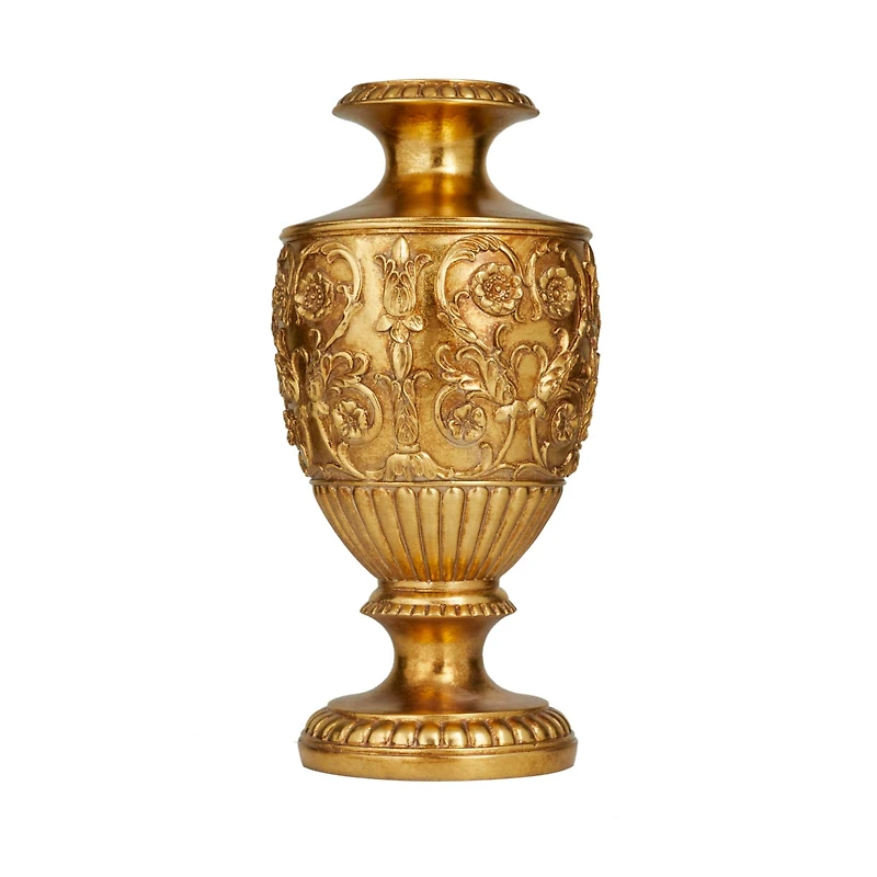 Gold Polystone Traditional Vase, 8" x 8" x 8"