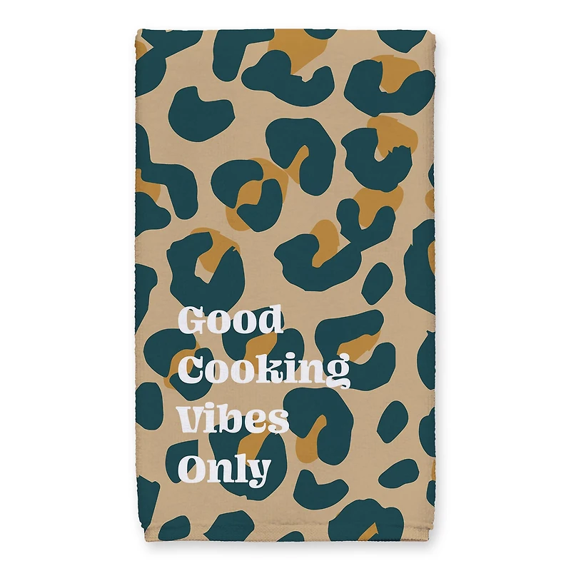 Good Cooking Vibes Only Leopard Tea Towel Set