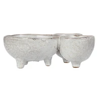 Hello Honey® 8" Cream 3-Section Stoneware Footed Serving Dish