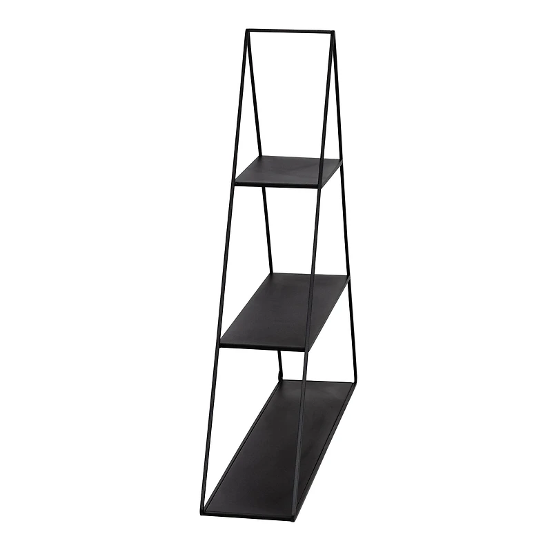 Honey Can Do 28" Black Three-Tier Triangle Decorative Metal Wall Shelf