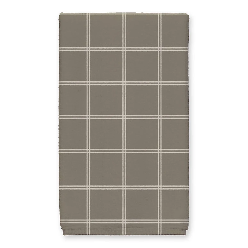 Be Cozy Taupe and White Check Tea Towel - Set of 2