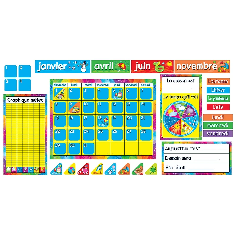 Trend Enterprises® Calendrier Annuel French Bulletin Board Set