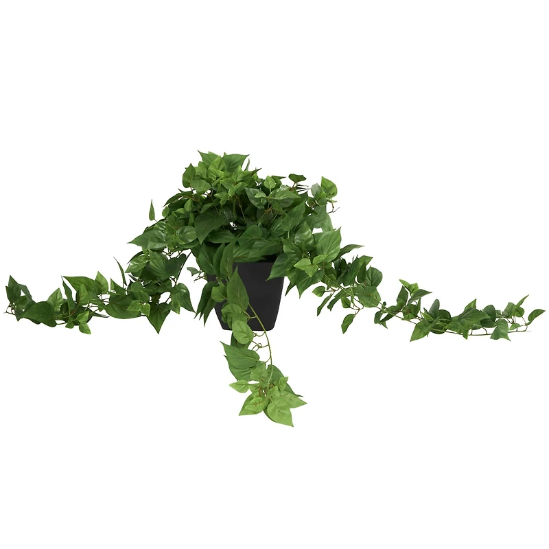16" Green Pothos Artificial Plant with Black Plastic Pot