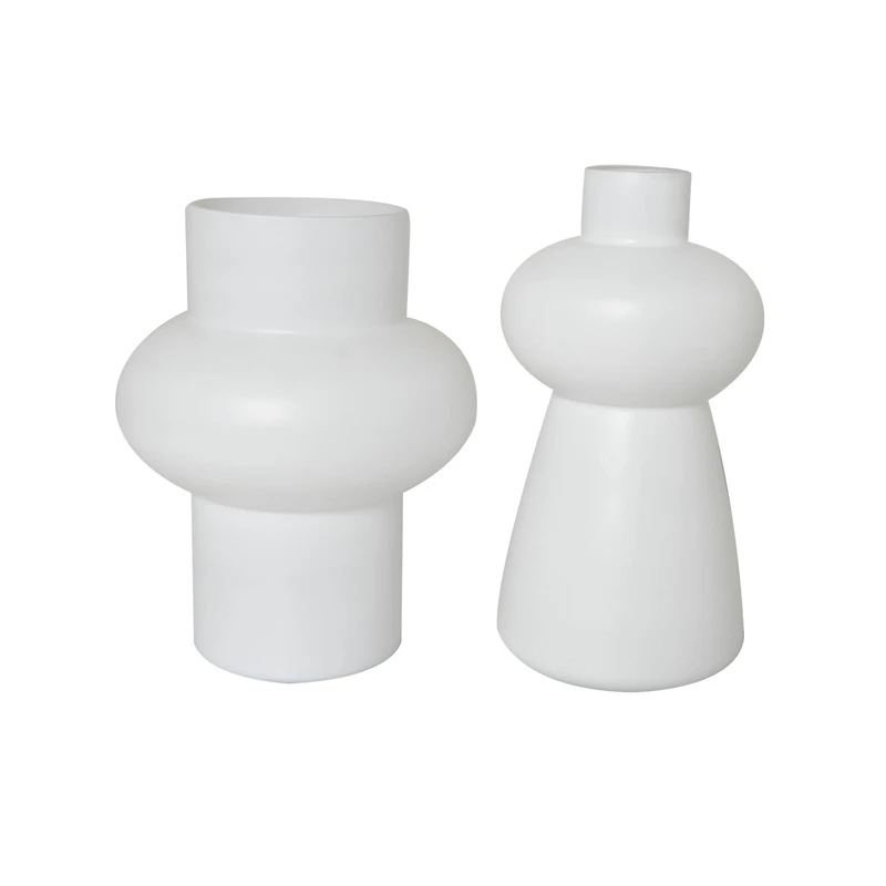 White Glass Unique Trumpet Vase Set