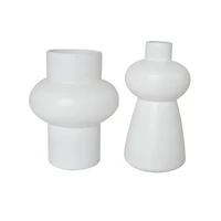 White Glass Unique Trumpet Vase Set