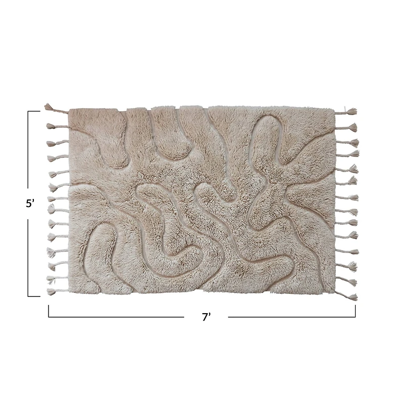 Hello Honey® 5ft. x 7ft. Tan New Zealand Wool & Cotton Tufted Rug with Tassels