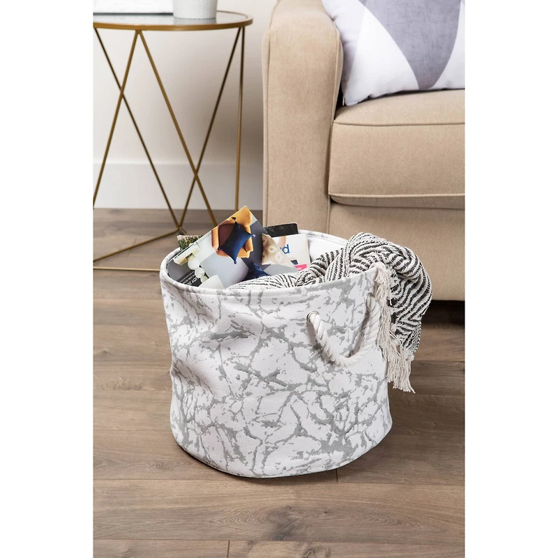 DII® Medium Round Marble White Polyester Bin