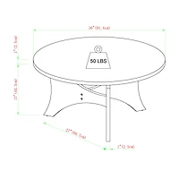 36" Dark Walnut Mid Century 3-Leg Round Coffee Table