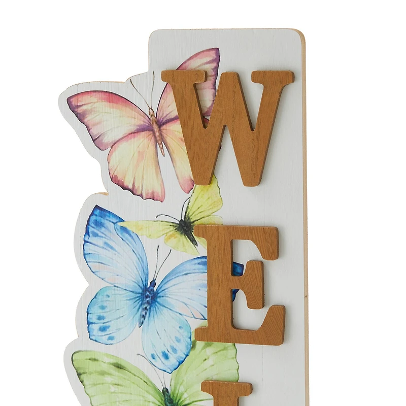 Glitzhome® 42" Wood Butterfly WELCOME Porch Sign