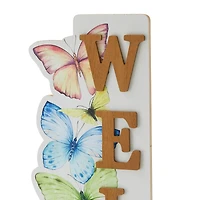 Glitzhome® 42" Wood Butterfly WELCOME Porch Sign