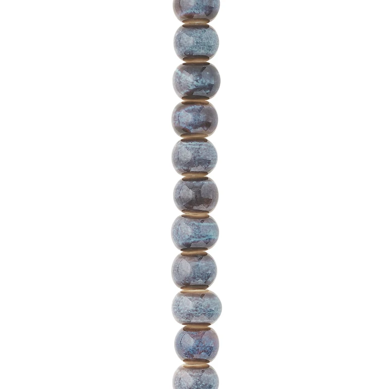 12 Pack: Blue & Brown Ceramic Round Beads, 8mm by Bead Landing™