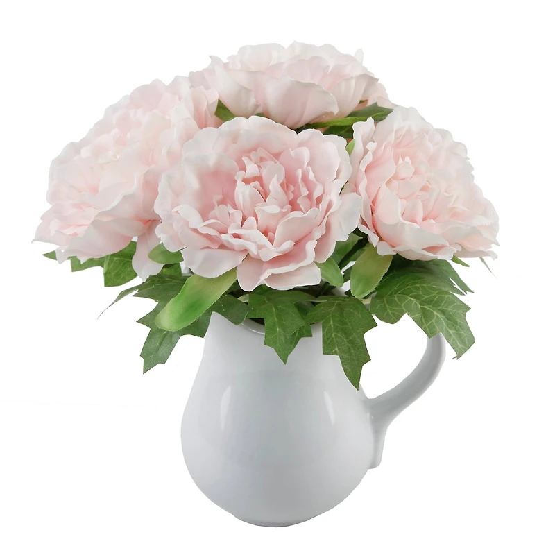 Flora Bunda® 11.5" Tall Pink Peony In Ceramic Planter
