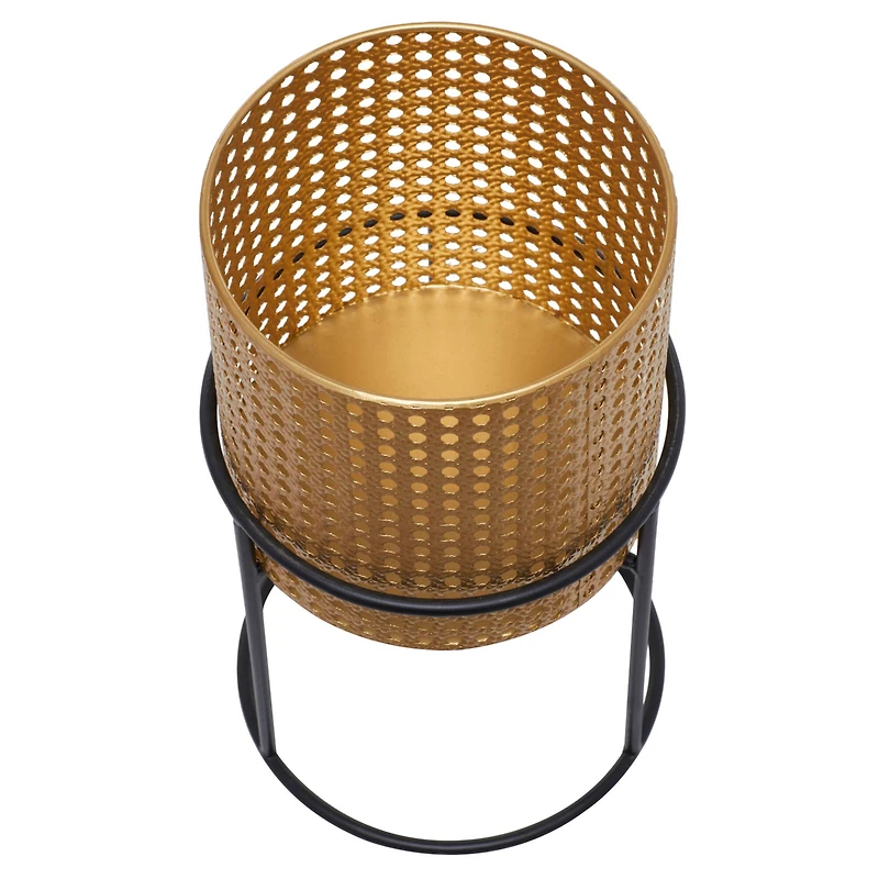 Set of 3 Gold Iron Contemporary Planter, 23" x 13" x 13"