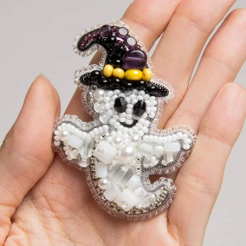 Crystal Art Beadwork Kit For Creating Broоch Ghost