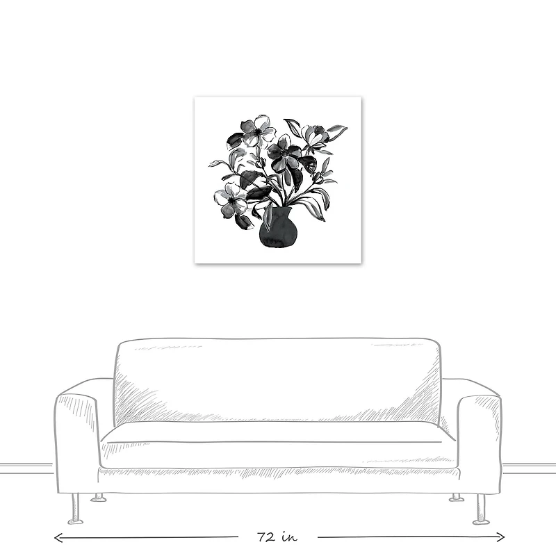 Monochromatic Floral IV 30" x 30" Canvas Wall Art
