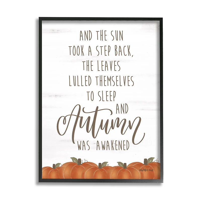Stupell Industries Autumn Awakened Phrase Framed Giclee Art