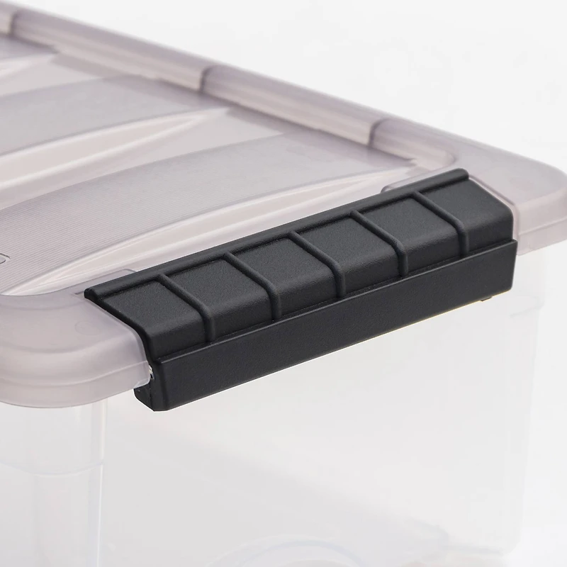 IRIS Stack & Pull Clear Plastic Storage Boxes with Gray Lid