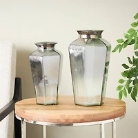 Gray Glass Hexagon Geometric Vase Set