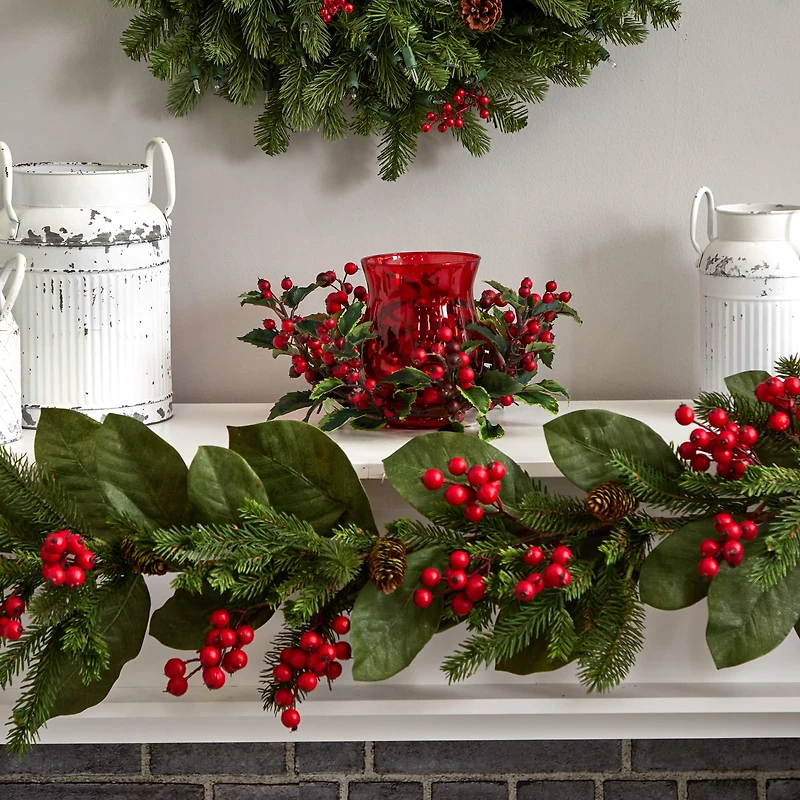 6.5" Red Holly Berry Candelabrum