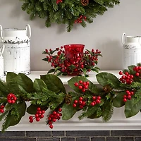6.5" Red Holly Berry Candelabrum