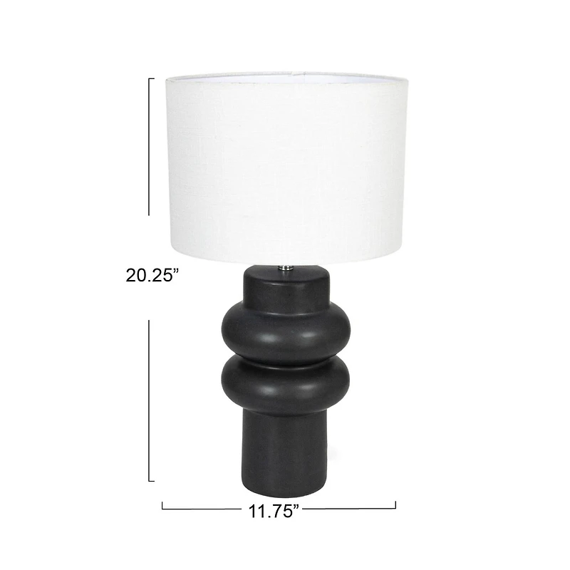 Hello Honey® 20" Black Stoneware Table Lamp with Linen Shade