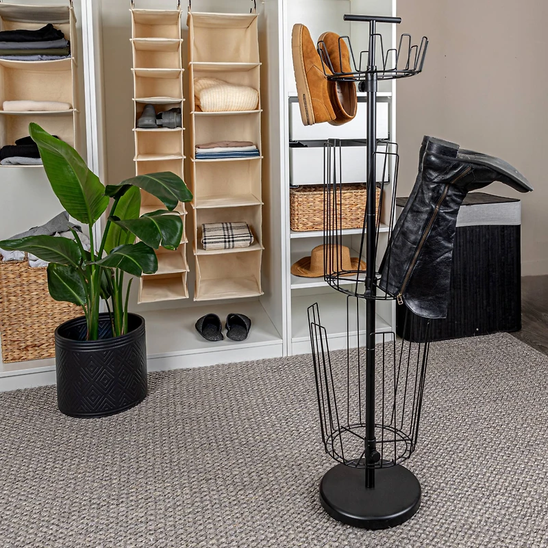 Household Essentials 4.5ft. Matte Black 3-Tier Boot Storage Tree