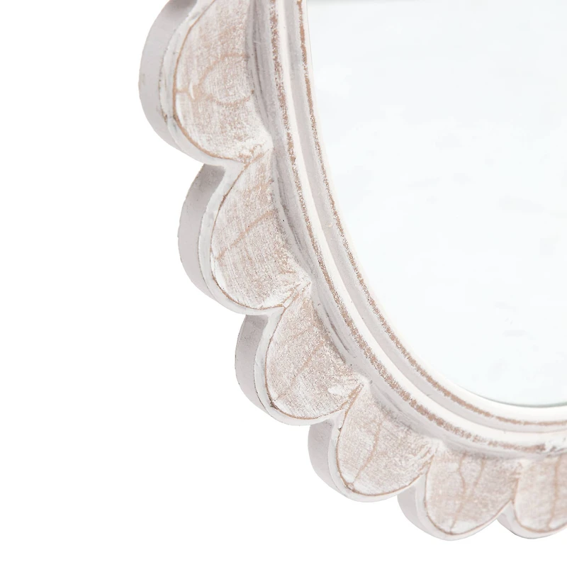 Habitat Carai 30" Distressed White Mirror with Scalloped Frame