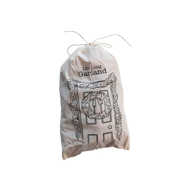 Hello Honey® 12ft. Handmade Wool Felt Ball Garland in Printed Drawstring Bag