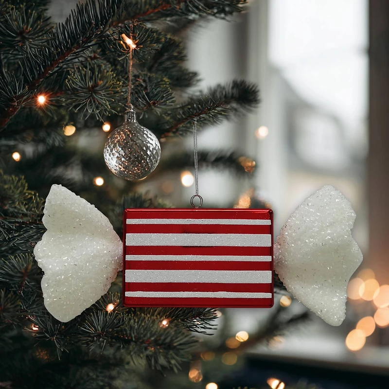 13.25" Red & White Glitter Jumbo Peppermint Stripes Candy Ornament by Ashland®