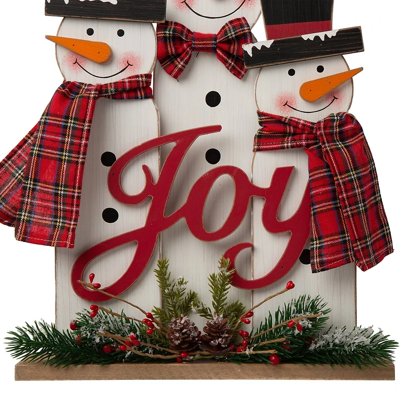 Glitzhome® 18" Wooden Snowman Family Décor Accent