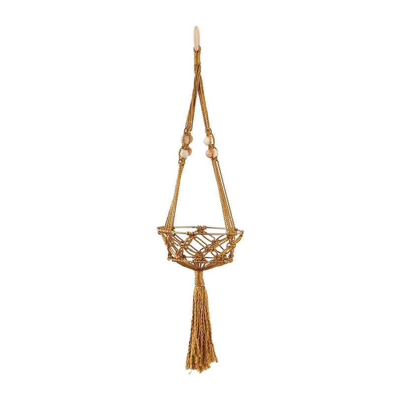29" Brown Fabric Handmade Hanging Macrame Wall Planter