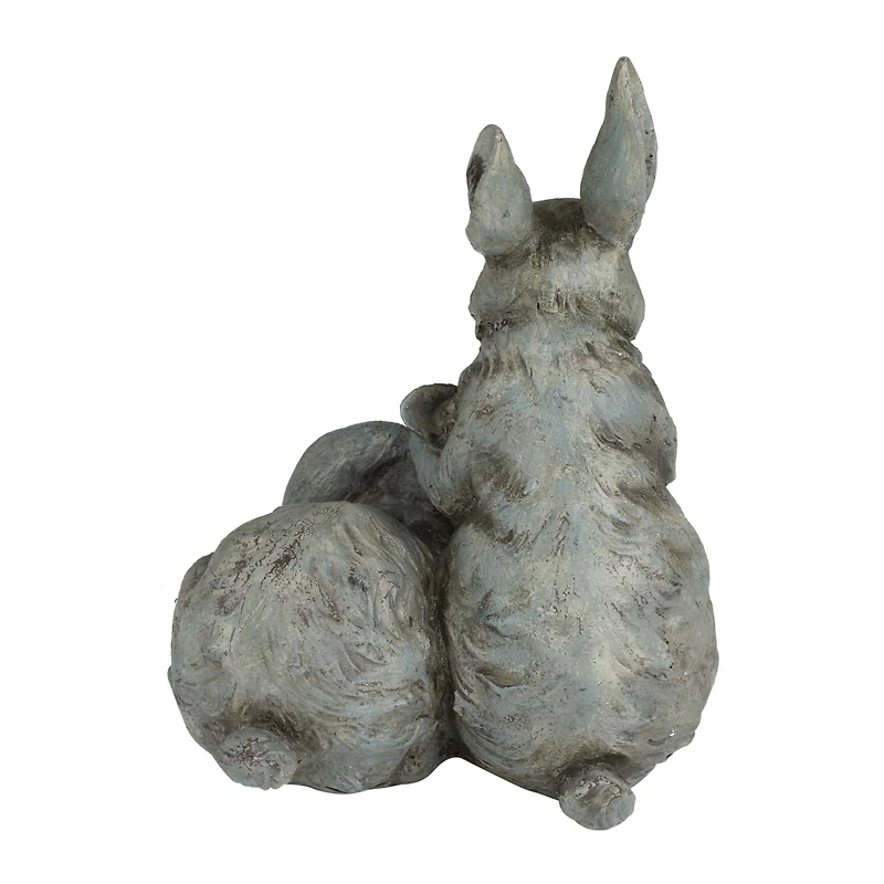 11" Gray Farmhouse Rabbits Garden Sculpture