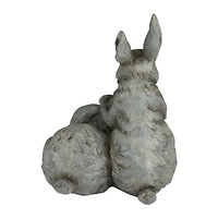 11" Gray Farmhouse Rabbits Garden Sculpture