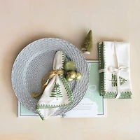 Hello Honey® Natural & Green Embroidered Tree Cotton Napkins, 4ct.
